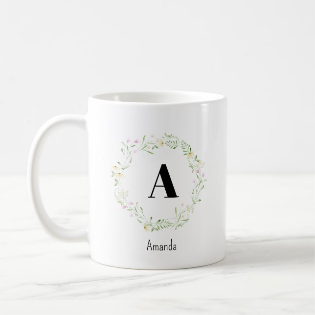 Fina Romantic Vår Colorful Girly Flowers Kaffemugg (Vänster)