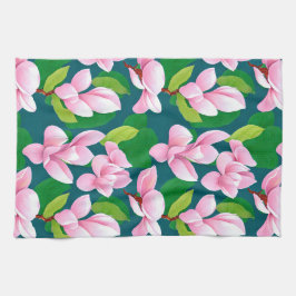 Fina Rosa Magnolia Flowers Kökshandduk