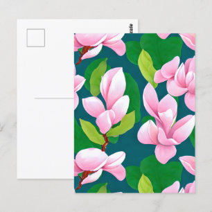 Fina Rosa Magnolia Flowers Vykort
