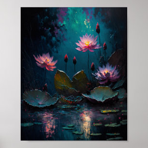 Fina Rosa Pond Flowers Poster