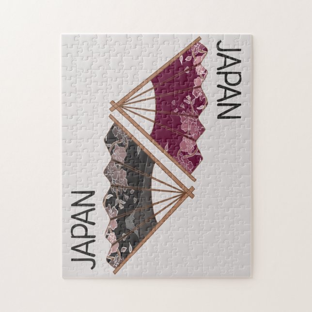 Fina Sakura Fläkt Hand Illustrated Japan Pussel (Vertikal)
