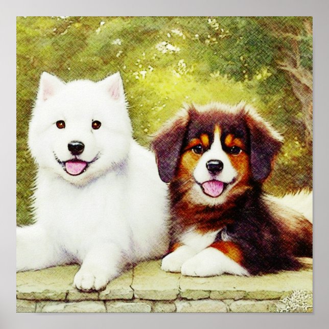Fina Samoyed & English Shepherd Valps Poster (Framsidan)