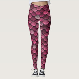 Fina Shiny Red Sjöjungfru Scales Leggings