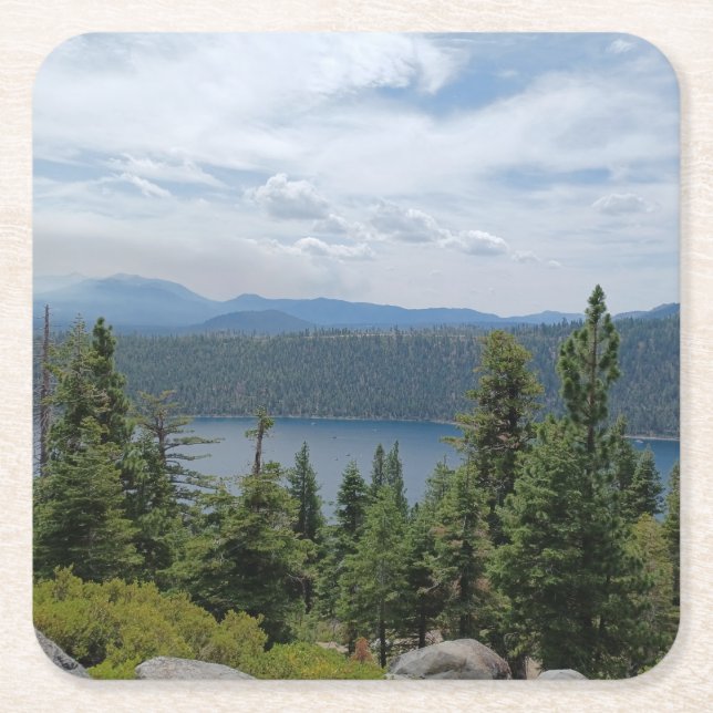 Fina Sjö Tahoe Scenery Underlägg Papper Kvadrat (Framsidan)