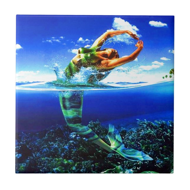 Fina Sjöjungfru Paintings Kakelplatta (Framsidan)