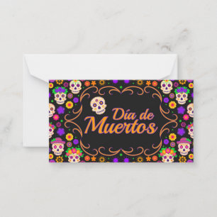 Fina Skull med Flowers Día de los Muertos Anteckningskort