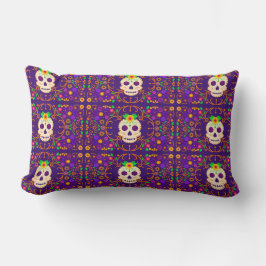 Fina Skull med Flowers Día de los Muertos Lumbarkudde