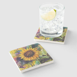 Fina solblommor i vattenfärg stenunderlägg