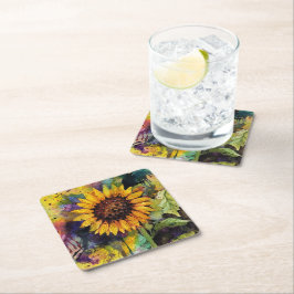 Fina solblommor i vattenfärg underlägg papper kvadrat