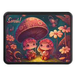 Fina, söta älvar leker under svampar dragkroksskydd