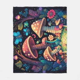 Fina, söta älvar leker under svampar fleecefilt