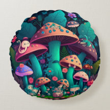 Fina, söta älvar leker under svampar