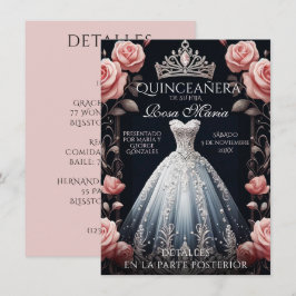 Fina spanska Quinceañera Ro Inbjudningar
