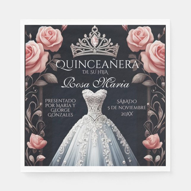 Fina spanska Quinceañera Ro Pappersservett (Framsidan)