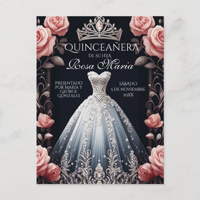Fina spanska Quinceañera Ro Vykort (Framsida)