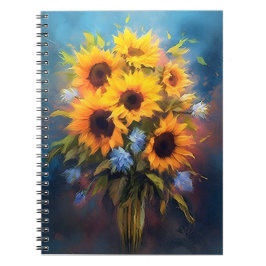 Fina Sunblommor Bouquet-Eleganten Botaniska Anteckningsbok