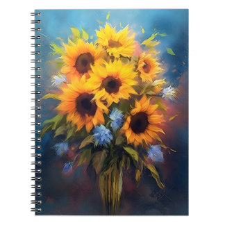 Fina Sunblommor Bouquet-Eleganten Botaniska Anteckningsbok