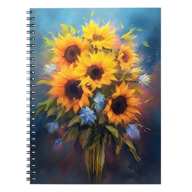 Fina Sunblommor Bouquet-Eleganten Botaniska Anteckningsbok (Framsidan)