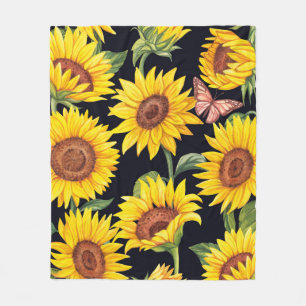 Fina Sunblommor mönster Fleecefilt