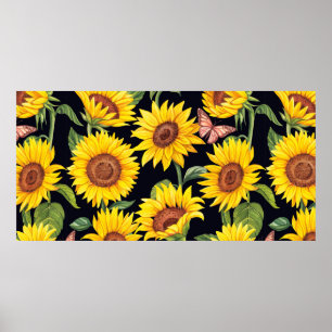 Fina Sunblommor mönster Poster