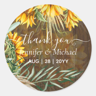 Fina Sunblommor Pampas Grass Bröllop Runt Klistermärke