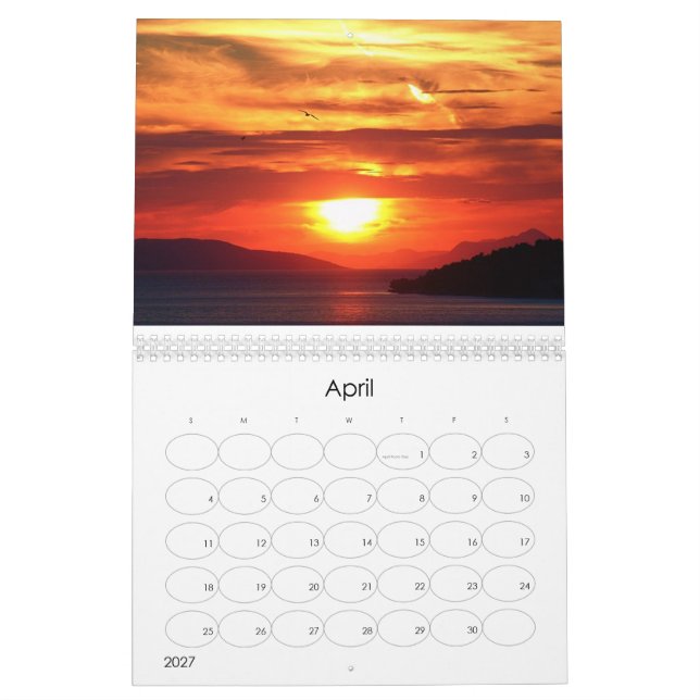 Fina Sunset-foton Kalender (Apr 2027)