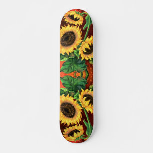Fina tre solblommor Skateboard - Målning