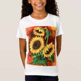 Fina tre solblommor T-Shirt - Målning
