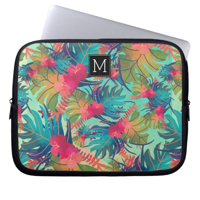 Fina Tropical Löv Monogrammed Laptop Sleeve (Framsidan)