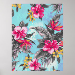 Fina tropiska blommigtens färgfärger poster