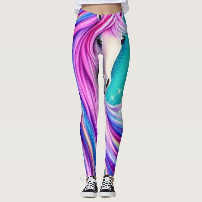 Fina Unicorns Fullt Flowing Graphic Leggings (Framsida)