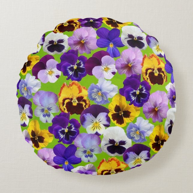 Fina Vår Pansies Rund Kudde (Framsidan)