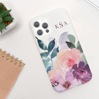 Fina vattenfärgade botaniska Blommigtar + Monogram