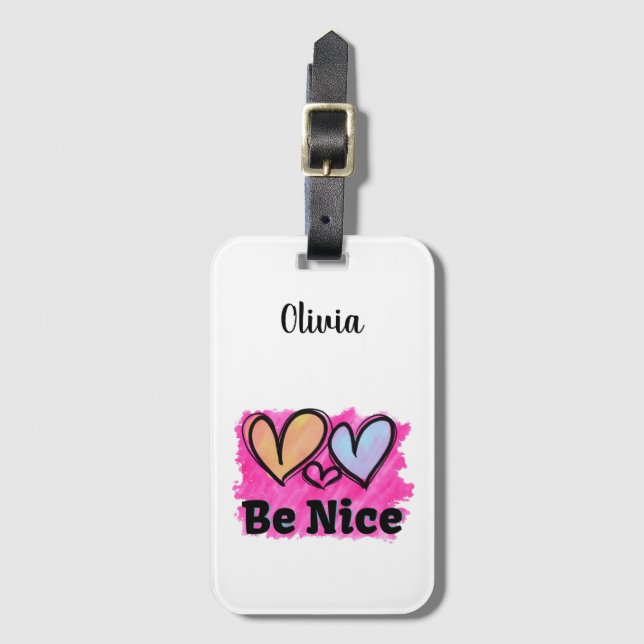 Fina vattenfärghjärtor bagagebricka (Framsida vertikal)