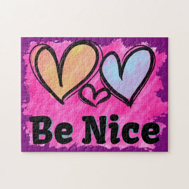 Fina vattenfärghjärtor pussel (Horisontell)