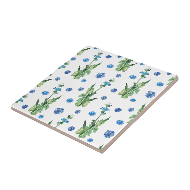 Fina vattenfärgkornblommor mönster kakelplatta (Sidan)