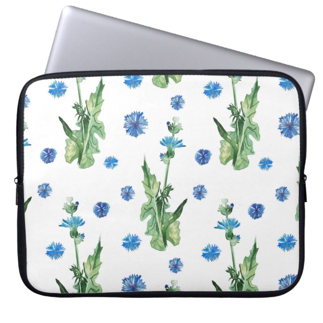 Fina vattenfärgkornblommor mönster laptop fodral (Framsidan)