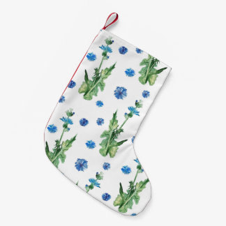 Fina vattenfärgkornblommor mönster liten julstrumpa