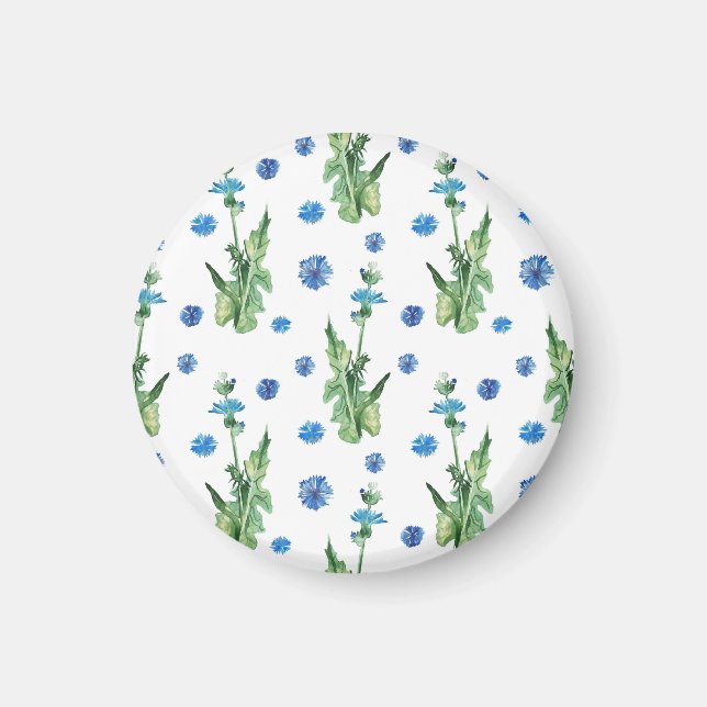 Fina vattenfärgkornblommor mönster magnet (Framsidan)