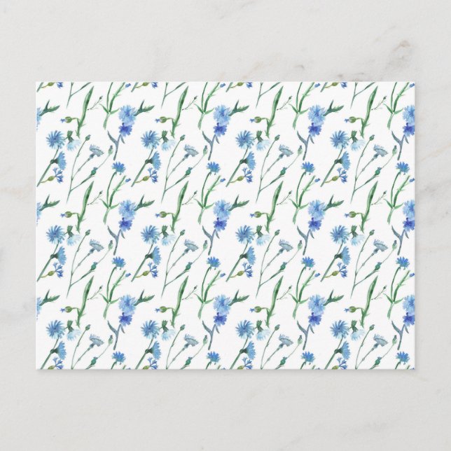 Fina vattenfärgkornblommor vykort (Framsida)