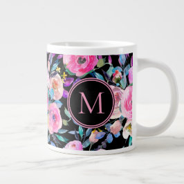 Fina vattenfärgsblommor jumbo mugg