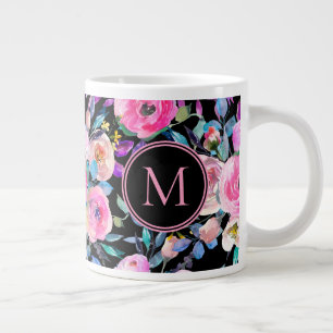 Fina vattenfärgsblommor jumbo mugg