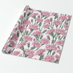 Fina vattenfärgsblommor Rosa Carnation Flowers Presentpapper