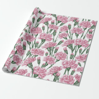 Fina vattenfärgsblommor Rosa Carnation Flowers Presentpapper