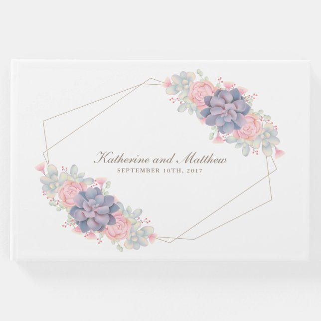 Fina vattenfärgssucculents Bröllop Gästböcker (Framsida)