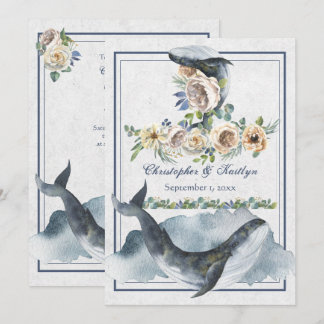 Fina vattenfärgval och blommor Bröllop Inbjudningar