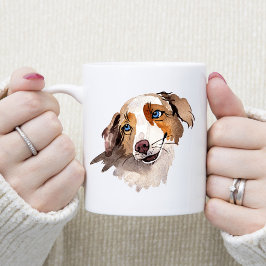 Fina Watercolor Blue Eyed Australian shepherd Kaffemugg