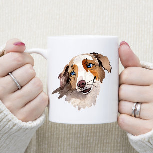 Fina Watercolor Blue Eyed Australian shepherd Kaffemugg