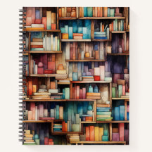Fina Watercolor Bokar Bibliotek Bookshelves
