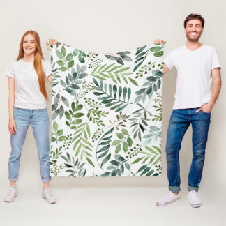 Fina Watercolor Botanical Löv Mönster Fleecefilt